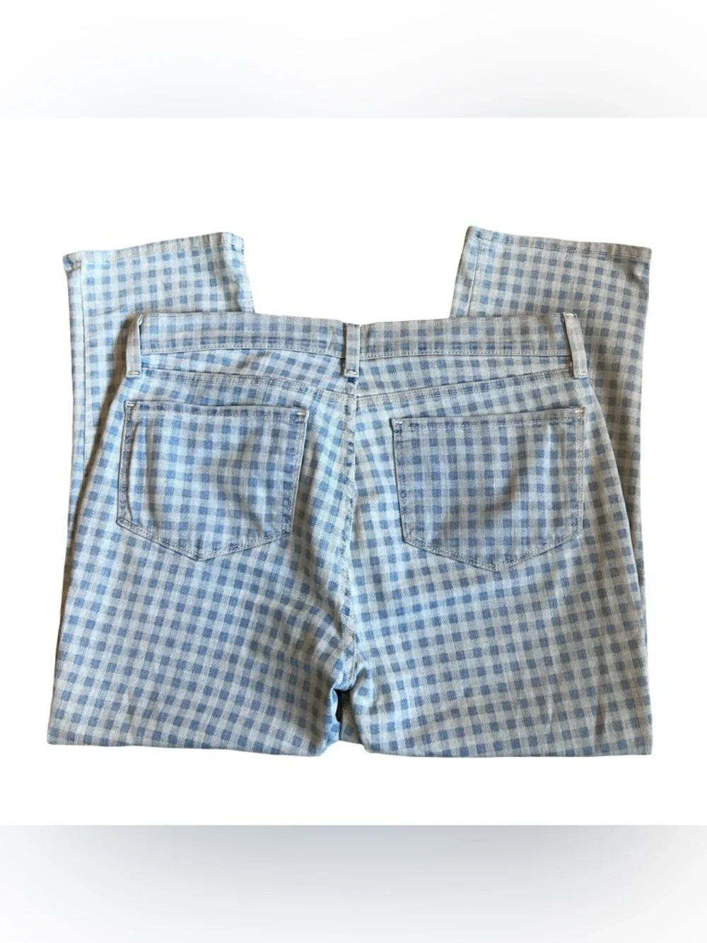 NYDJ Women’s Sz 8 Blue Gingham High Rise Karen Capri Denim Jeans Stretch - Picture 9 of 16